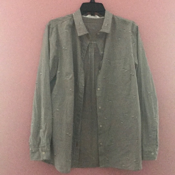 Old navy llama striped button up shirt. - Picture 2 of 4